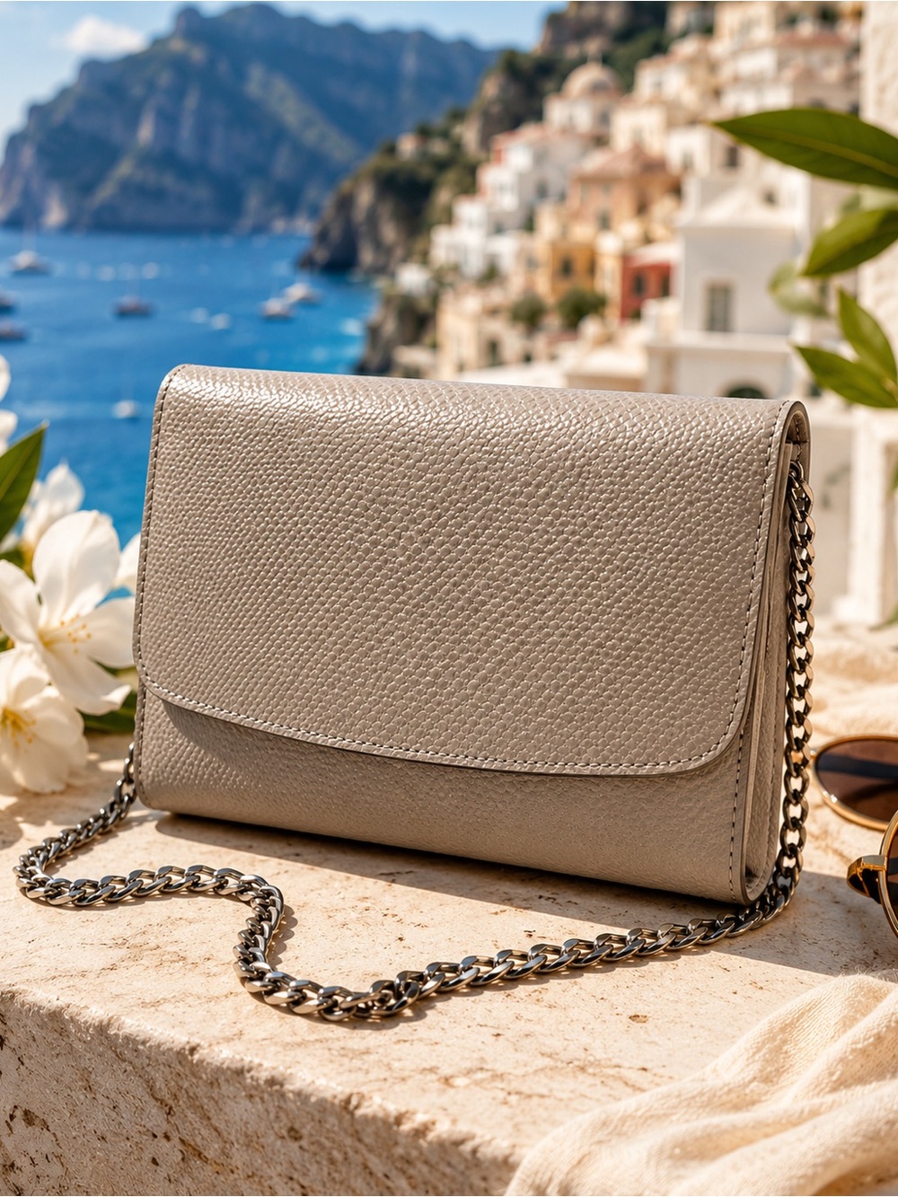👜 Halogen Small Crossbody Handbag – Grey Ash Sparkle Lizard (NWT)